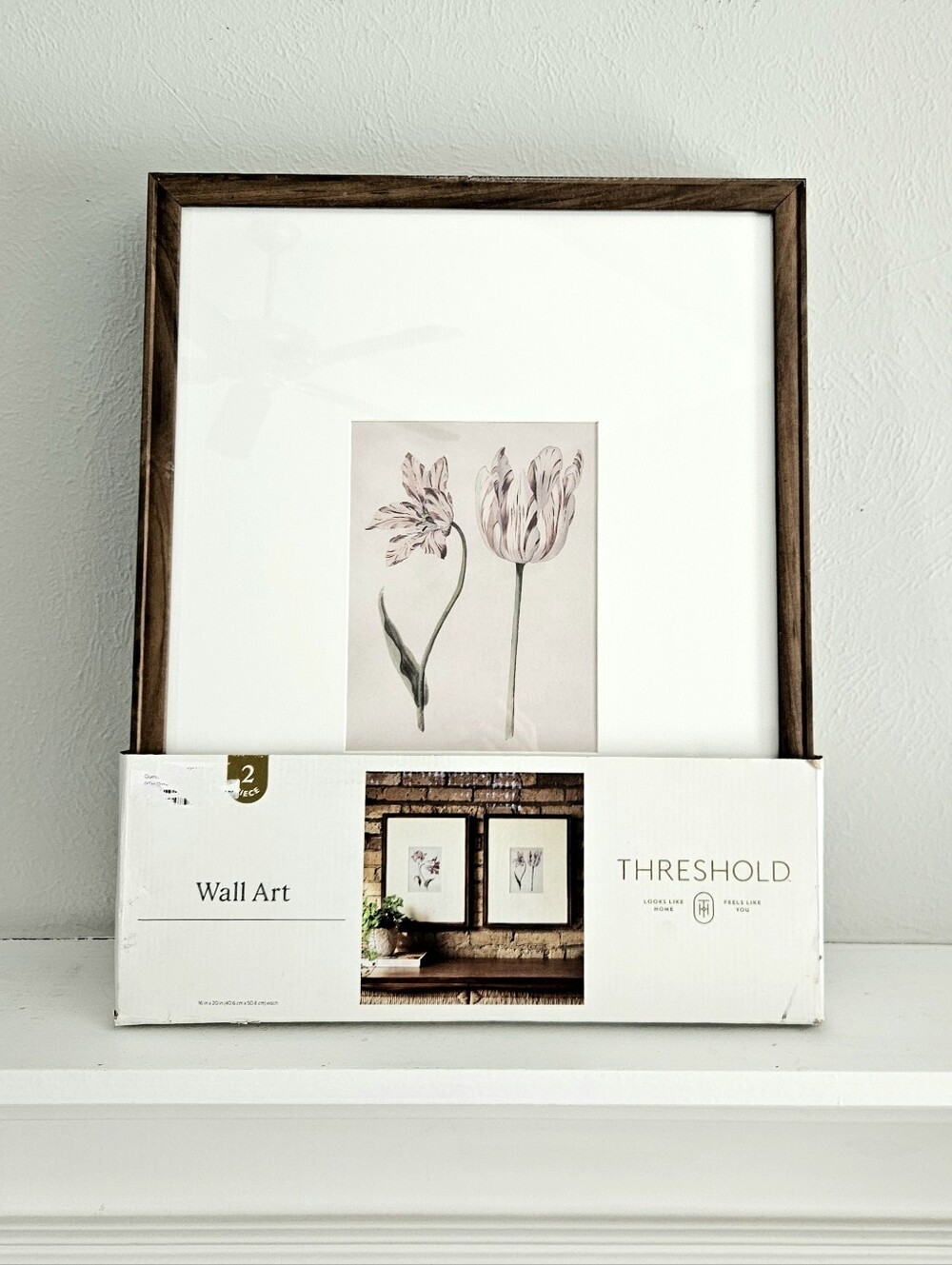 NWT Target Threshold With Studio McGee Set Of 2 Wood Framed Floral Wall Art